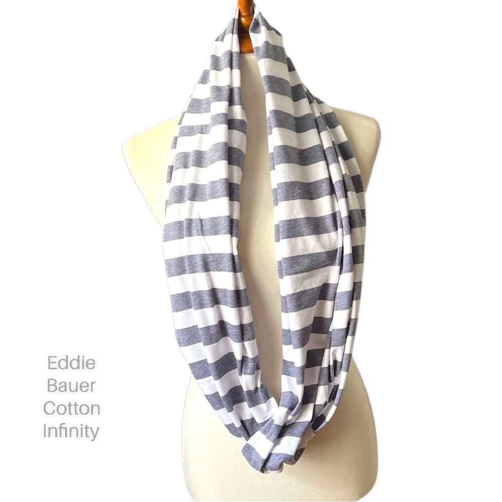 Cotton Infinity Style Scarf Gray And White